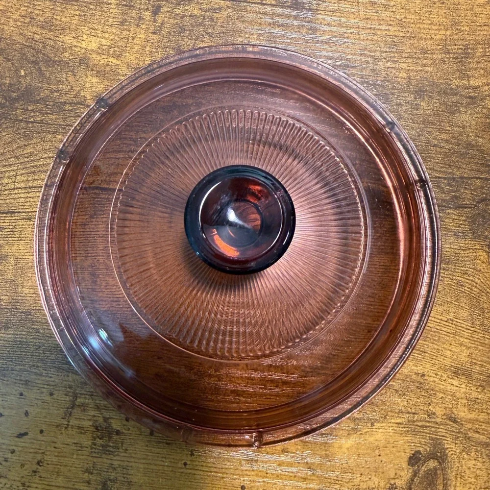 Vtg Pyrex Visions Cranberry V-1-C Glass Lid Rose Sunburst Replacement 6.5
